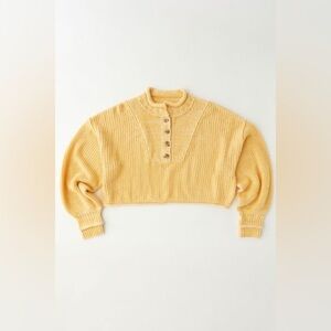 Urban Outfitters Finlay Ribbed Cropped Henley Top